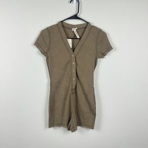 Free People Early Night Romper In Washed Army Size XS